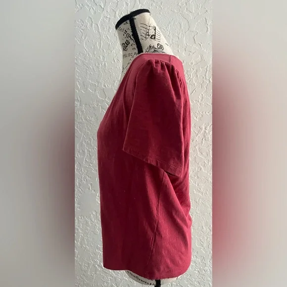 Boden Red and Metallic Gold V-Neck Short Sleeve Tee - Picture 9 of 10